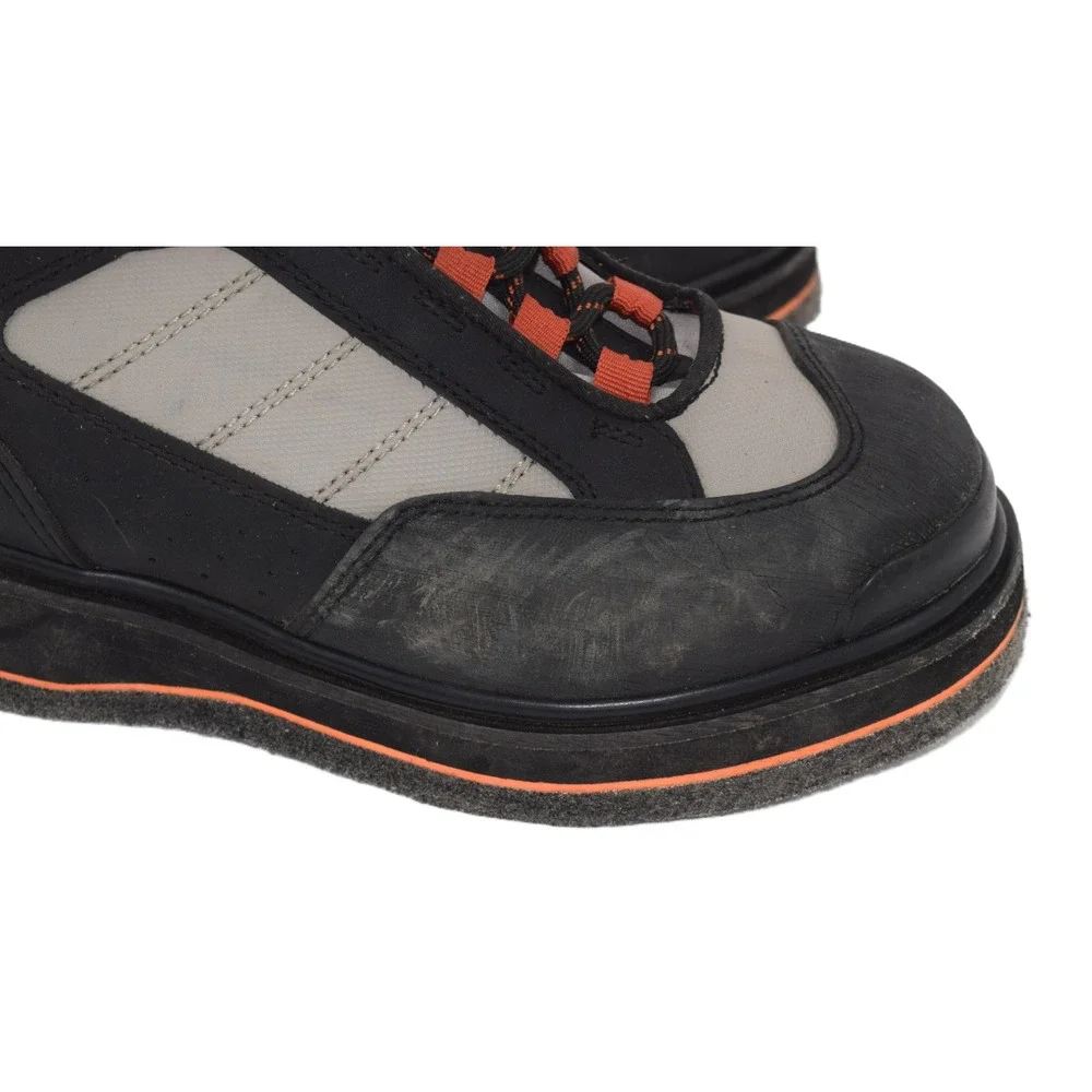 Simms Wading Boots Mens Black Grey Orange Good Felt Sole Fly Fishing Gear